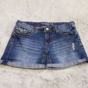 Cuffed blue jean shorts